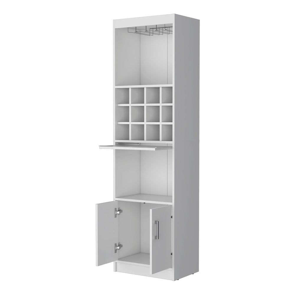 White Wood Bar Cabinet with Two Doors - 71-inch