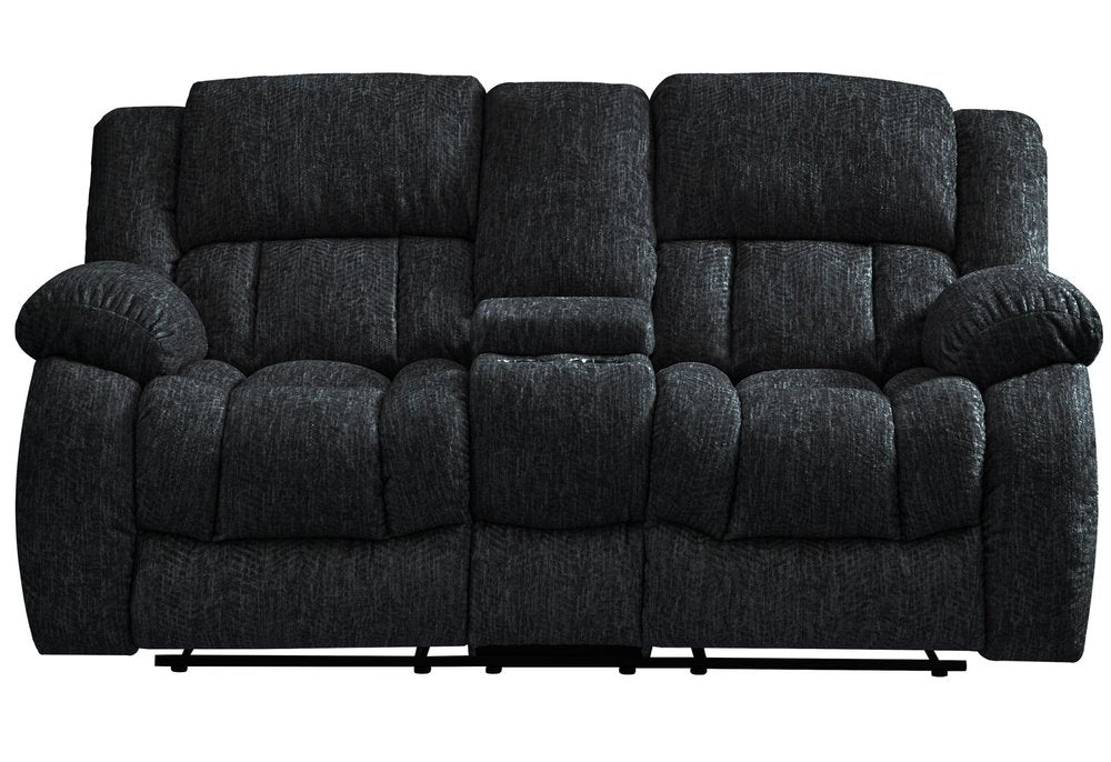 Black Manual Reclining Loveseat with Storage - 77-inch