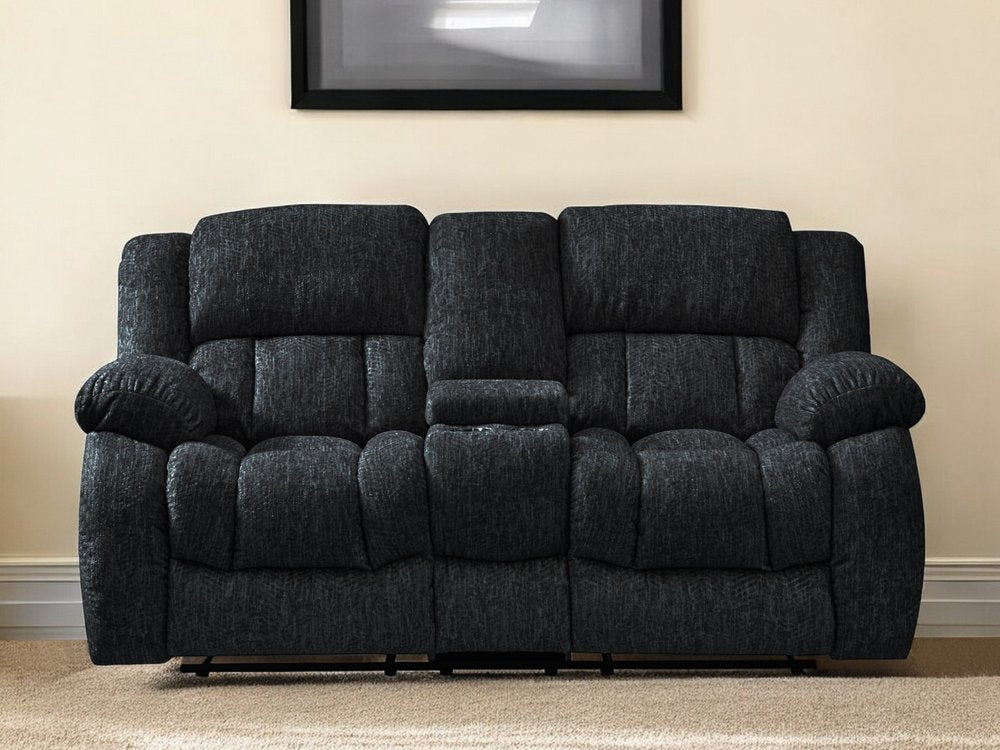 Black Manual Reclining Loveseat with Storage - 77-inch