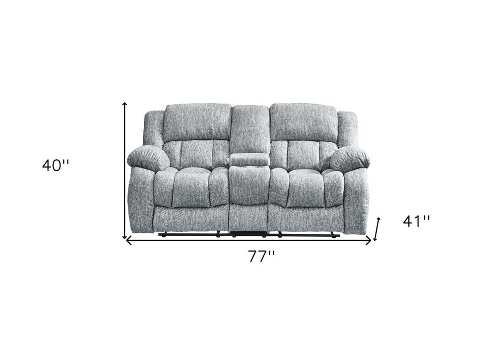 Light Gray Manual Reclining Loveseat with Storage - 77-inch