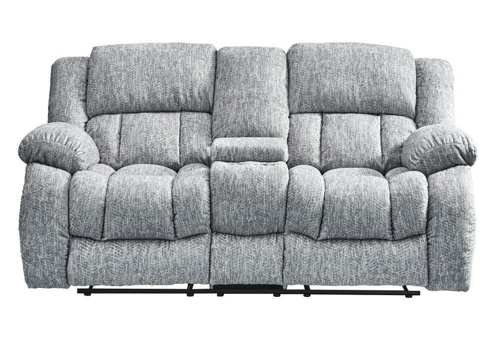 Light Gray Manual Reclining Loveseat with Storage - 77-inch