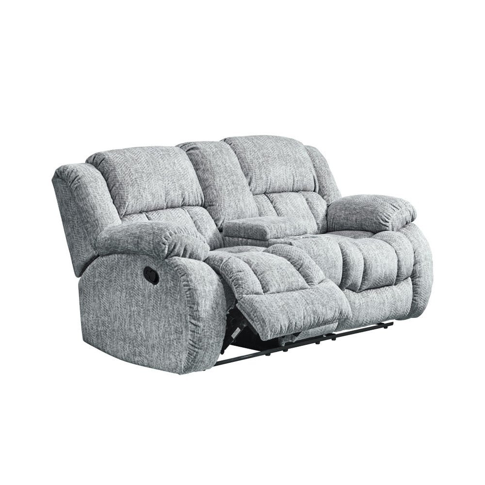 Light Gray Manual Reclining Loveseat with Storage - 77-inch