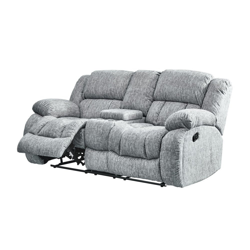 Light Gray Manual Reclining Loveseat with Storage - 77-inch