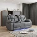 Light Gray Faux Leather Power Reclining Loveseat with Storage - 75-inch