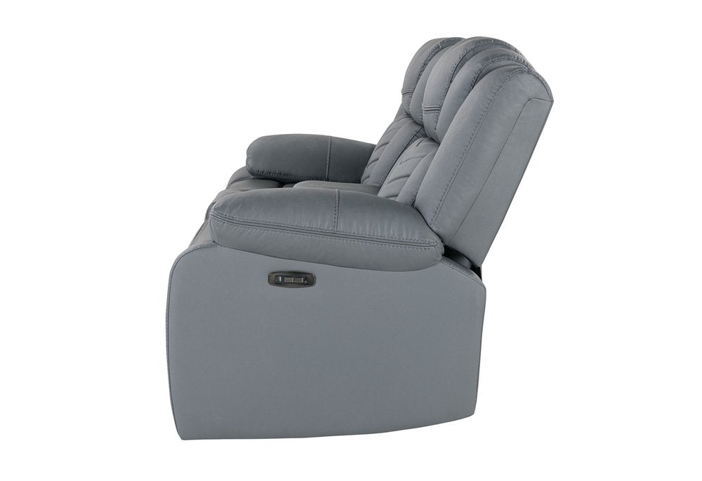 Light Gray Faux Leather Power Reclining Loveseat with Storage - 75-inch