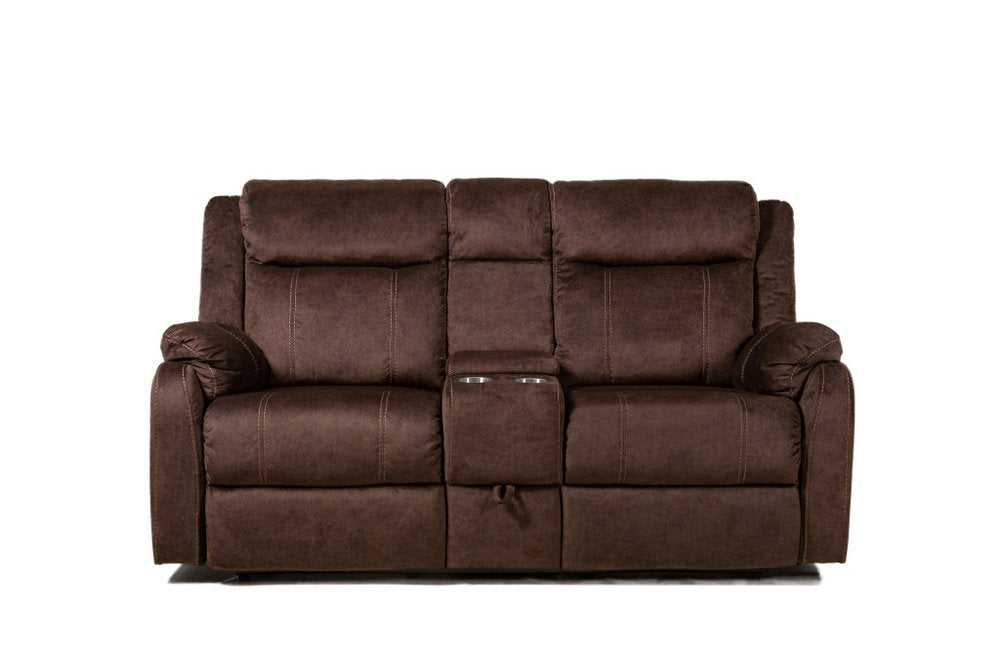 Dark Brown Manual Reclining Loveseat with Storage - 70-inch
