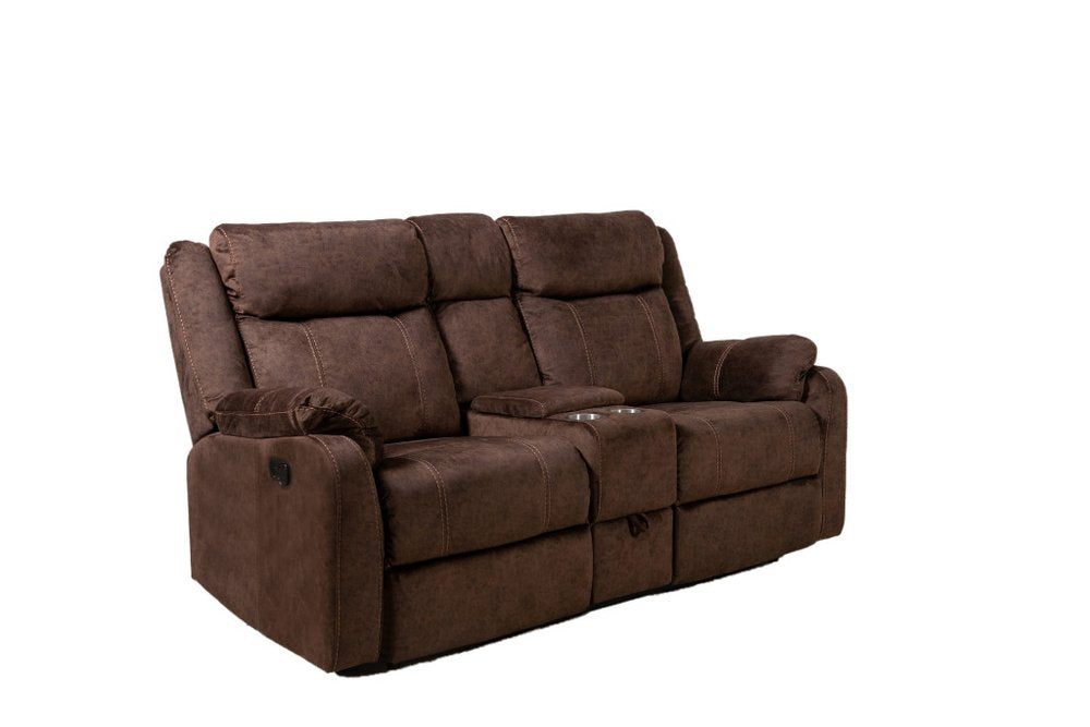 Dark Brown Manual Reclining Loveseat with Storage - 70-inch