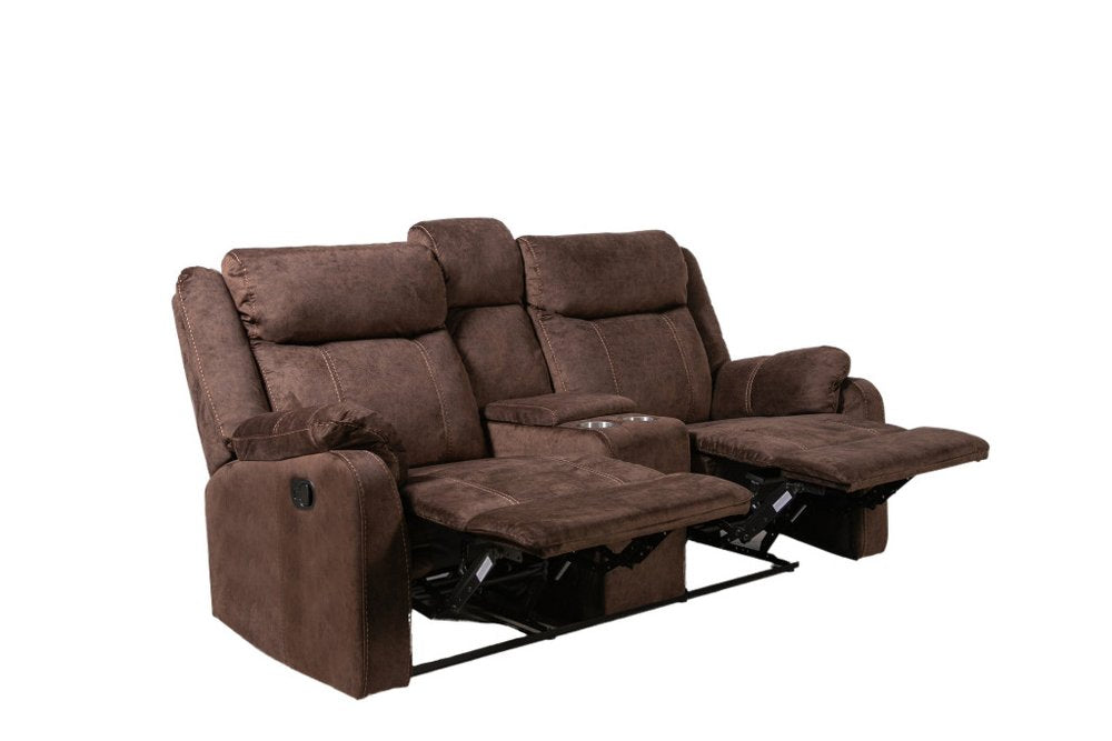 Dark Brown Manual Reclining Loveseat with Storage - 70-inch