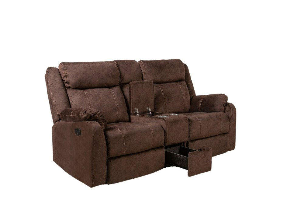 Dark Brown Manual Reclining Loveseat with Storage - 70-inch