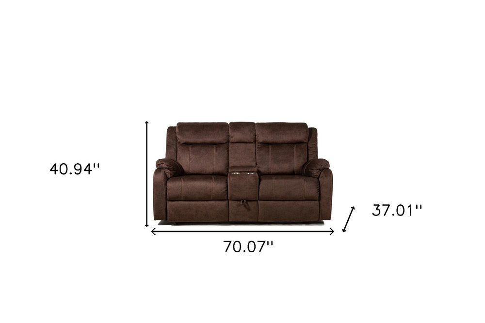Dark Brown Manual Reclining Loveseat with Storage - 70-inch