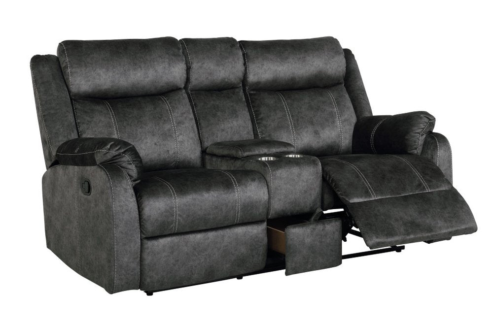 Dark Gray Microfiber Manual Reclining Loveseat with Storage - 70-inch