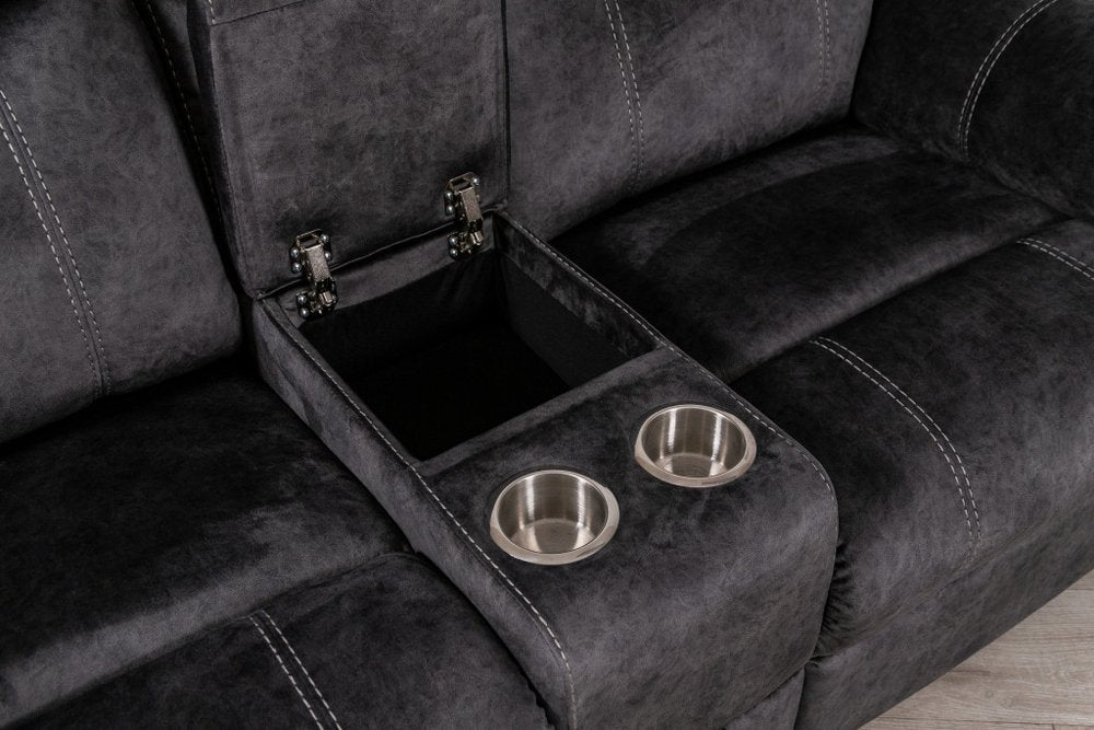 Dark Gray Microfiber Manual Reclining Loveseat with Storage - 70-inch