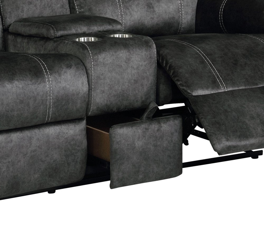 Dark Gray Microfiber Manual Reclining Loveseat with Storage - 70-inch