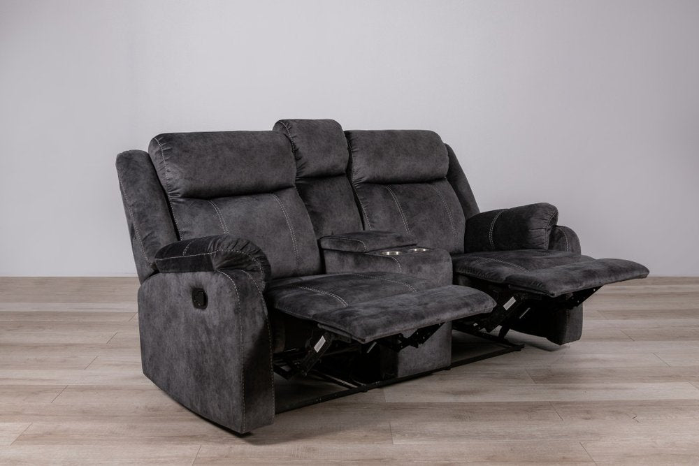 Dark Gray Microfiber Manual Reclining Loveseat with Storage - 70-inch