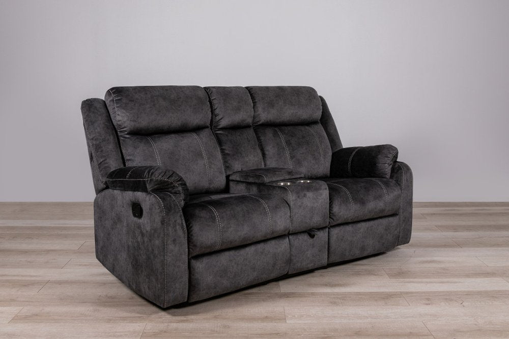 Dark Gray Microfiber Manual Reclining Loveseat with Storage - 70-inch