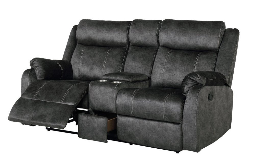Dark Gray Microfiber Manual Reclining Loveseat with Storage - 70-inch