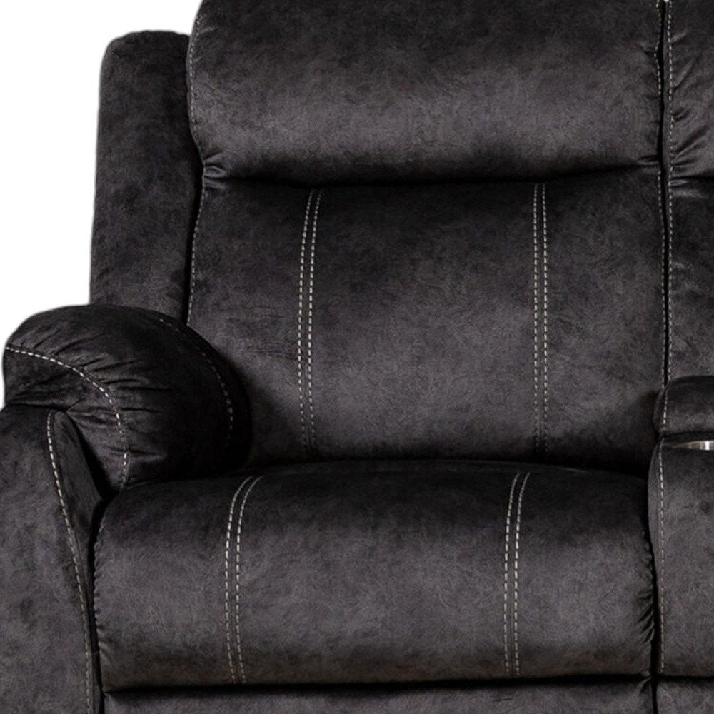 Dark Gray Microfiber Manual Reclining Loveseat with Storage - 70-inch