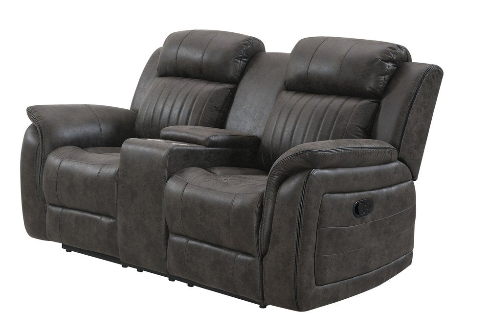 Gray Faux Leather Manual Reclining Loveseat with Storage - 74-inch