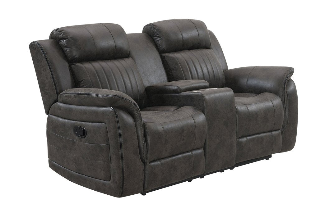 Gray Faux Leather Manual Reclining Loveseat with Storage - 74-inch