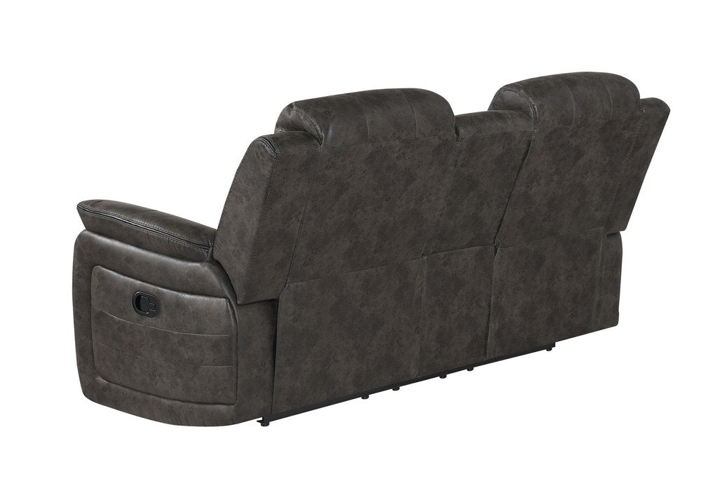 Gray Faux Leather Manual Reclining Loveseat with Storage - 74-inch