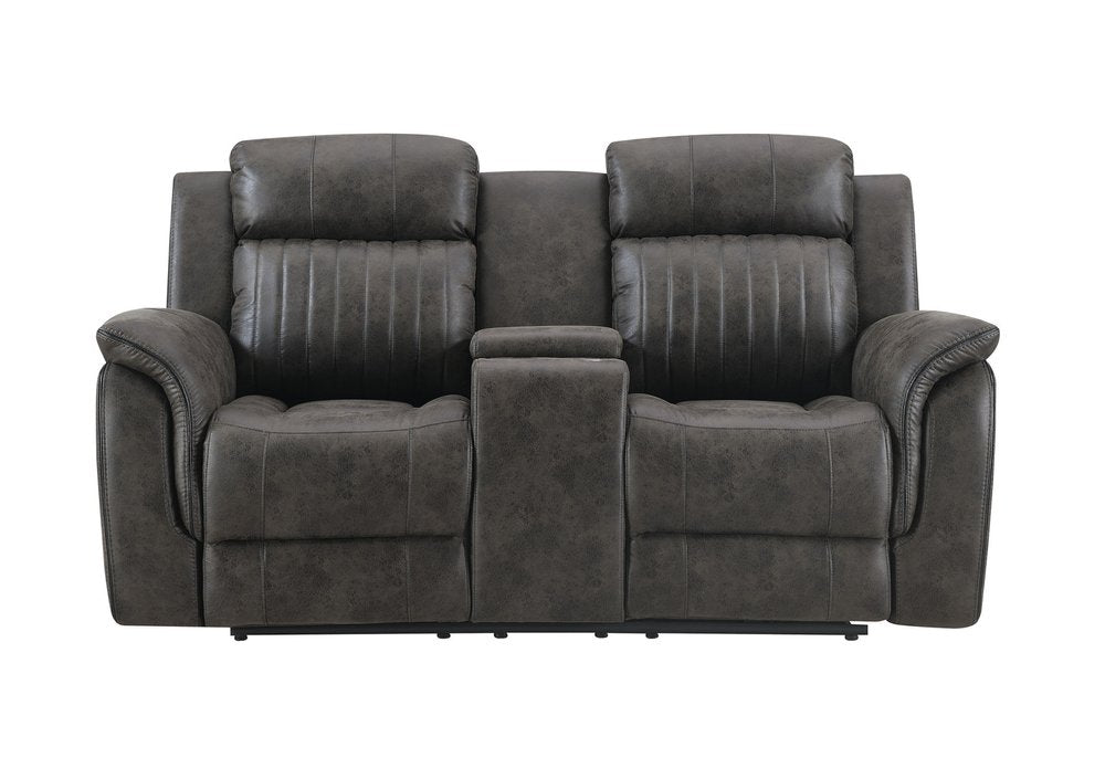 Gray Faux Leather Manual Reclining Loveseat with Storage - 74-inch