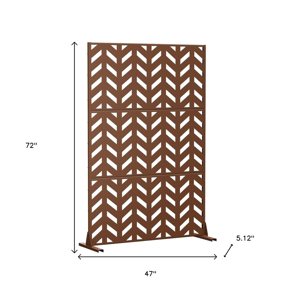 Brown Steel Three Panel Screen Room Divider - 72-inch