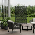Black Steel Three Panel Screen Room Divider - 72-inch