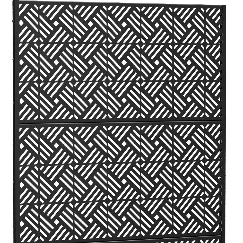 Black Steel Three Panel Screen Room Divider - 72-inch