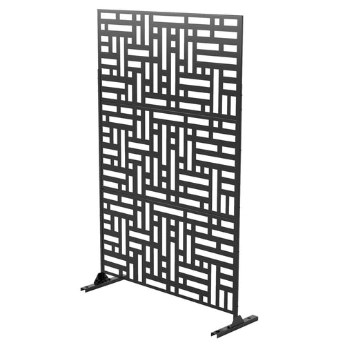 Black Steel Three Panel Screen Room Divider - 79-inch