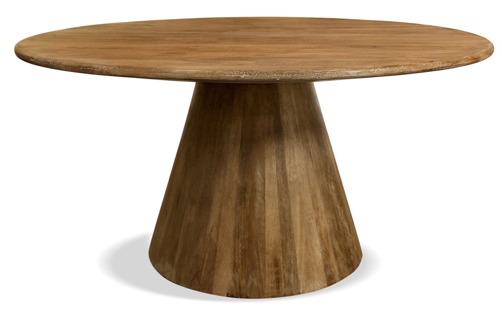 Natural Rounded Solid Wood Pedestal Base Dining Table - 60-inch