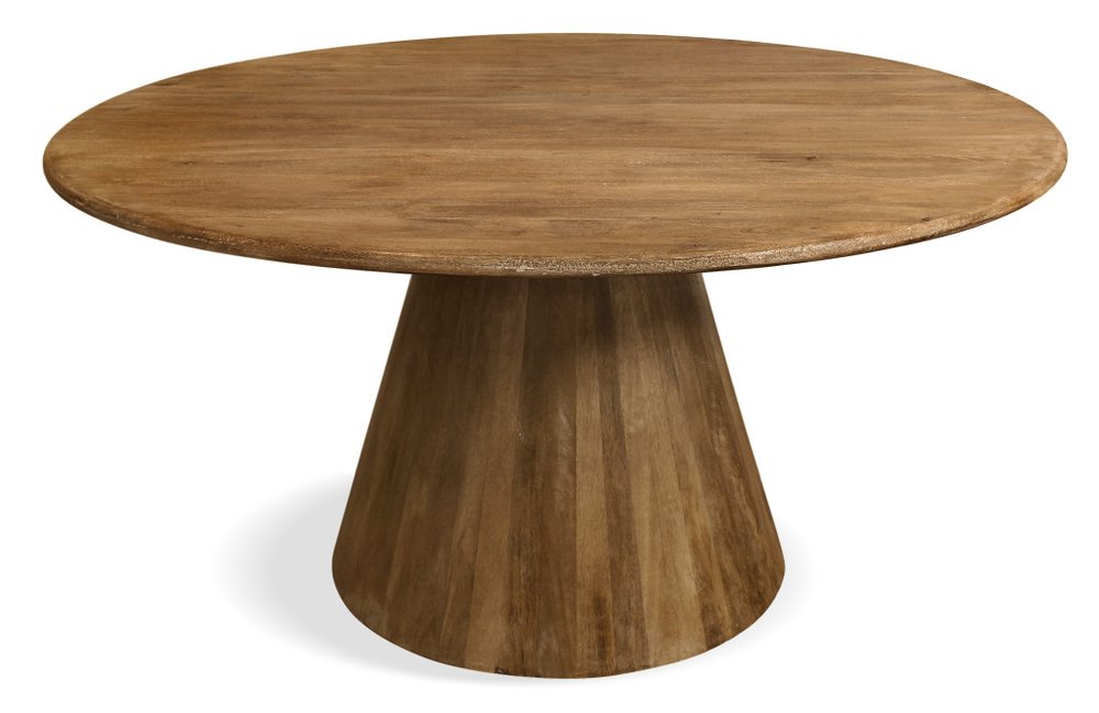 Natural Rounded Solid Wood Pedestal Base Dining Table - 60-inch