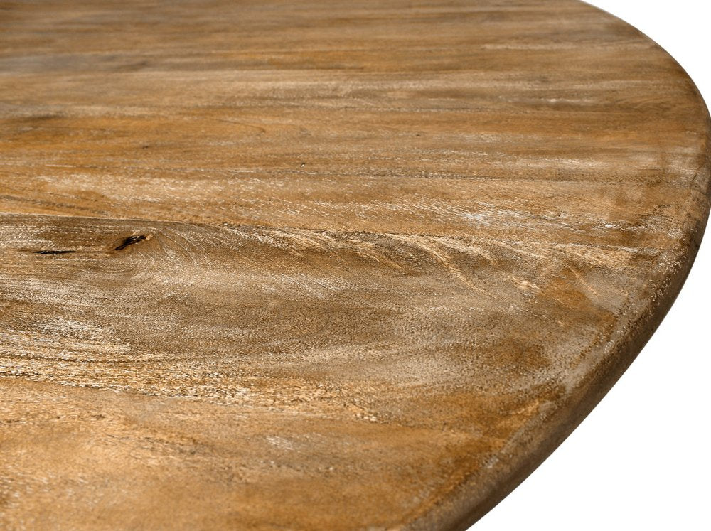 Natural Rounded Solid Wood Pedestal Base Dining Table - 60-inch