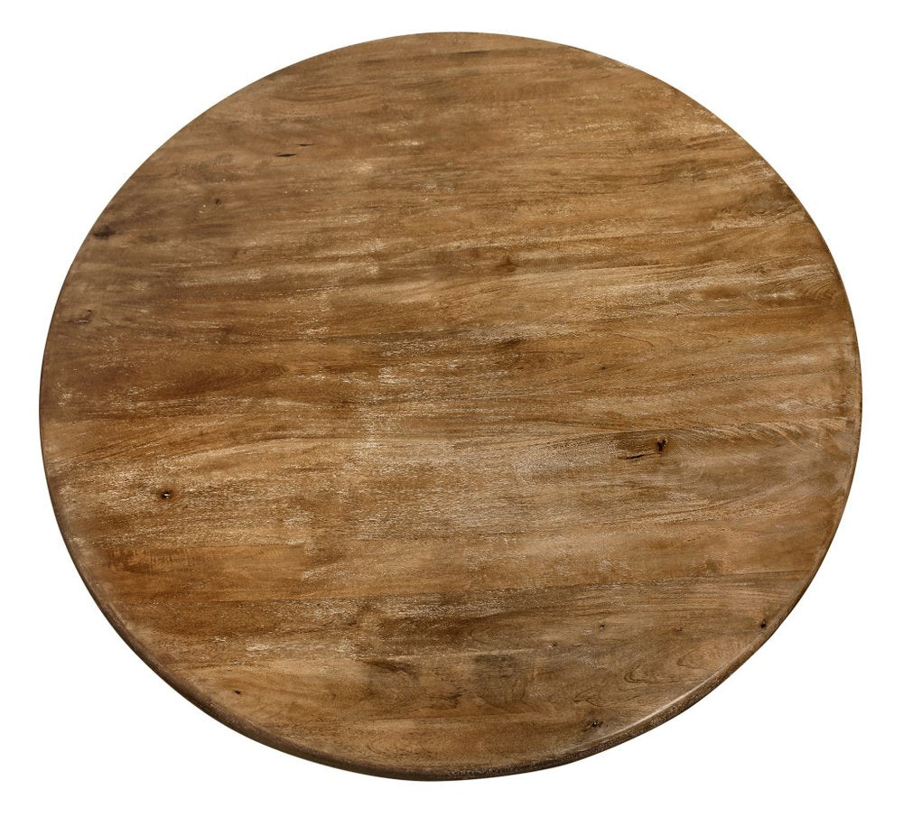 Natural Rounded Solid Wood Pedestal Base Dining Table - 60-inch