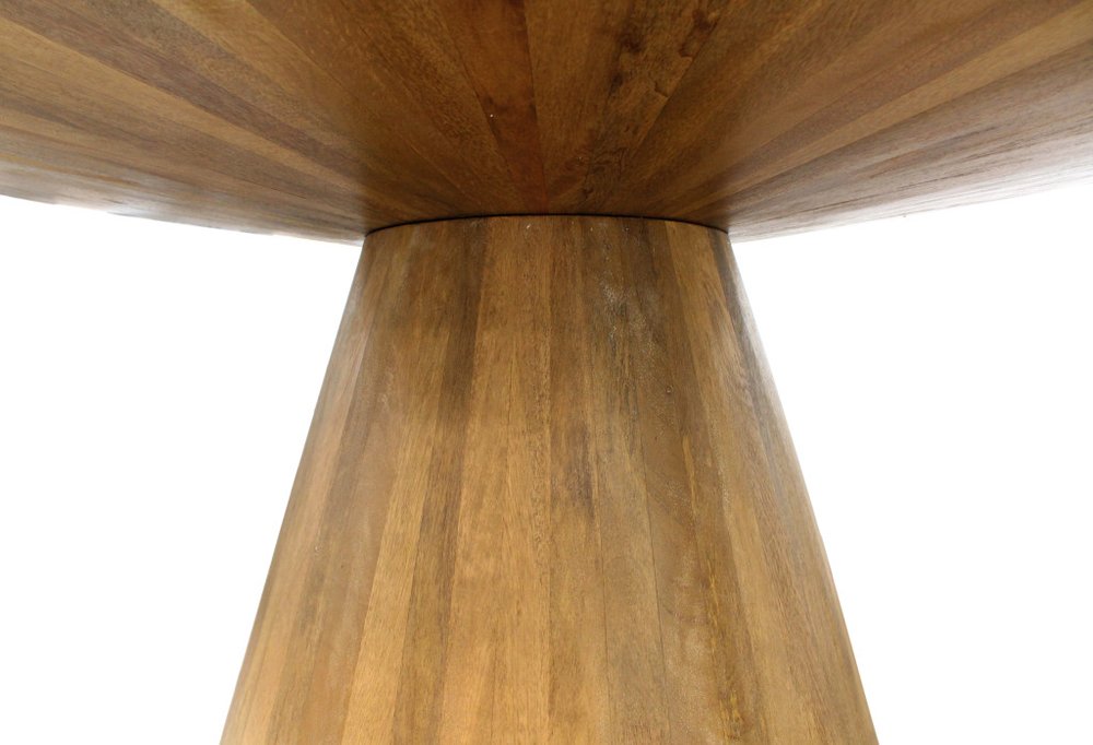 Natural Rounded Solid Wood Pedestal Base Dining Table - 60-inch