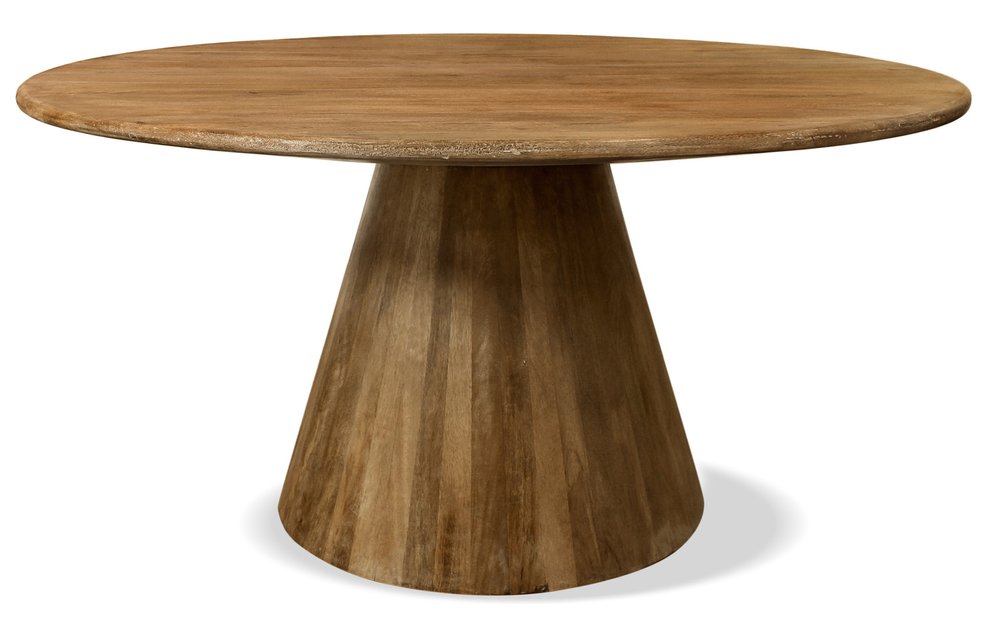 Natural Rounded Solid Wood Pedestal Base Dining Table - 60-inch