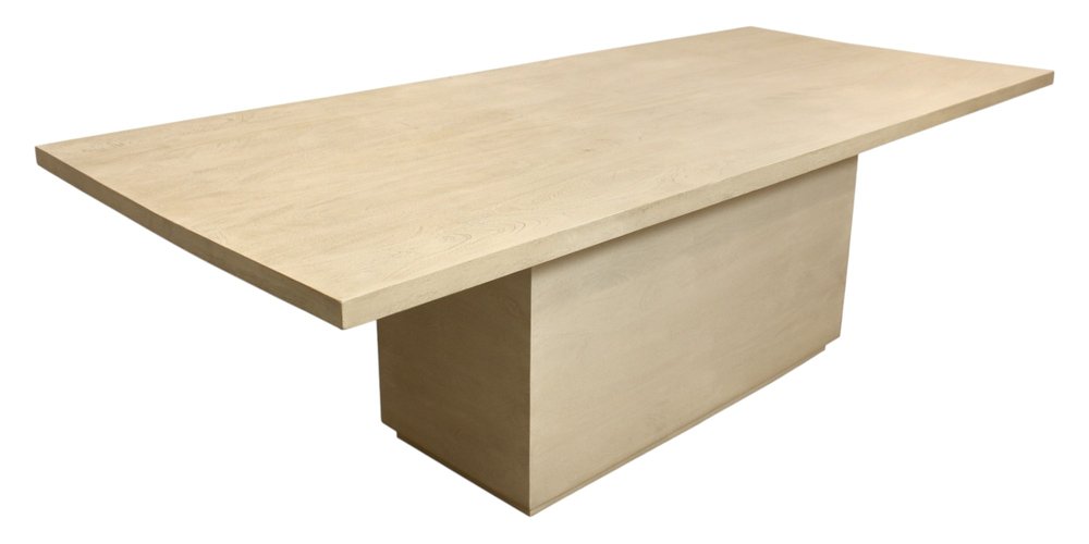 Natural and Brown Solid Wood Pedestal Base Dining Table - 96-inch