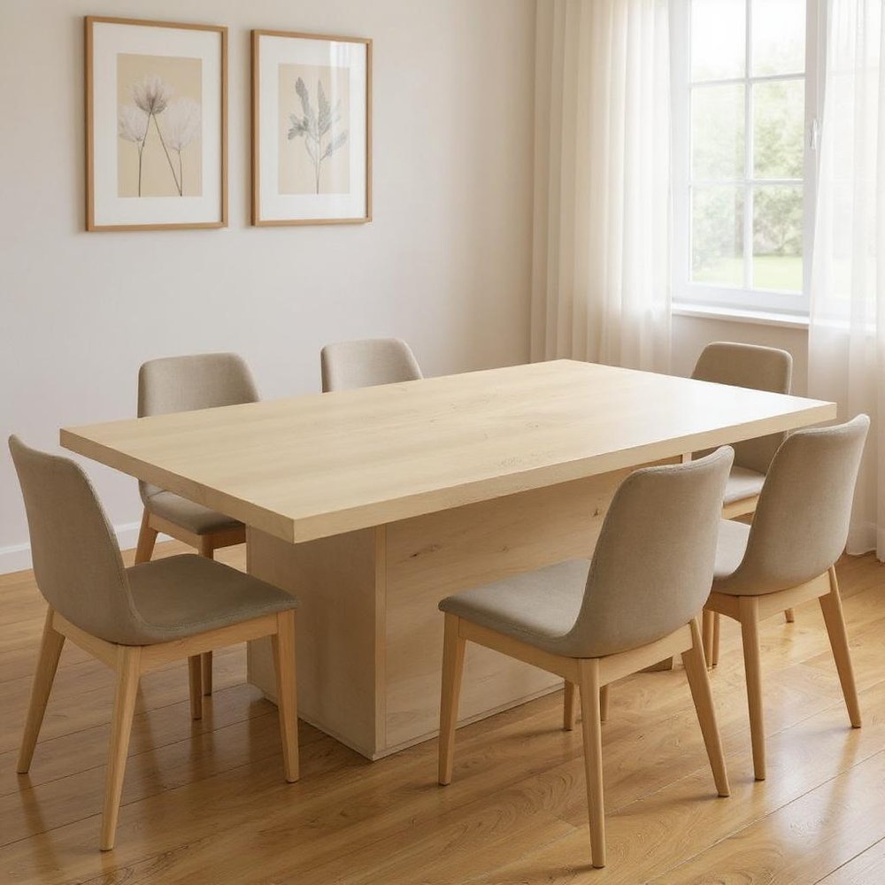 Natural Solid Wood Pedestal Base Dining Table - 108-inch