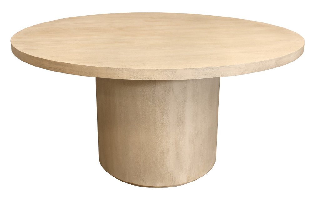 Natural and Brown Rounded Solid Wood Pedestal Base Dining Table - 60-inch
