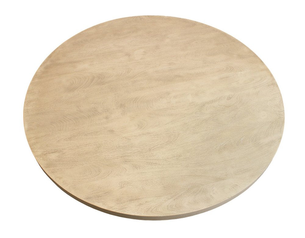 Natural and Brown Rounded Solid Wood Pedestal Base Dining Table - 60-inch