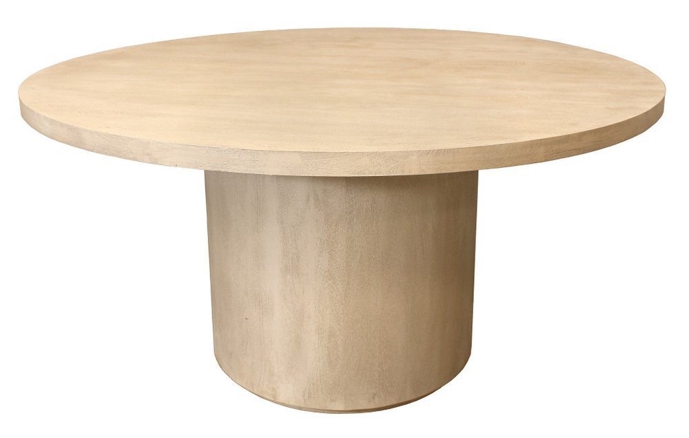 Natural and Brown Rounded Solid Wood Pedestal Base Dining Table - 60-inch