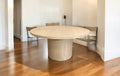 Natural and Brown Rounded Solid Wood Pedestal Base Dining Table - 60-inch
