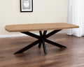 Natural and Black Solid Wood and Iron Pedestal Base Dining Table - 82-inch