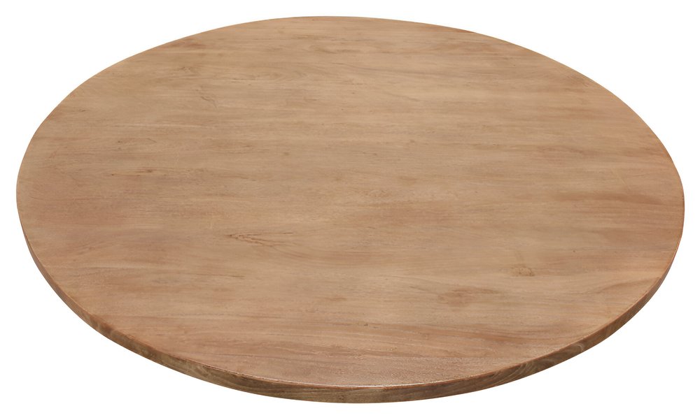 Natural and Black Rounded Solid Wood and Iron Pedestal Base Dining Table
