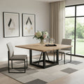 Natural and Black Solid Wood and Iron Frame Base Square Dining Table - 60-inch