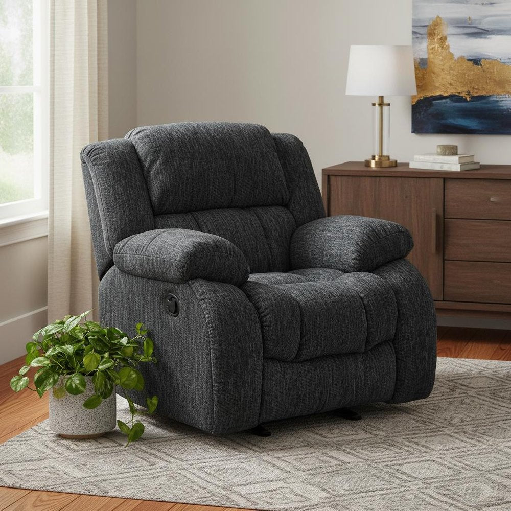 Gray Fabric Gliding Recliner - 40-inch