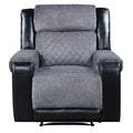 Black and Gray Faux Leather and Fabric Manual Recliner - 39-inch