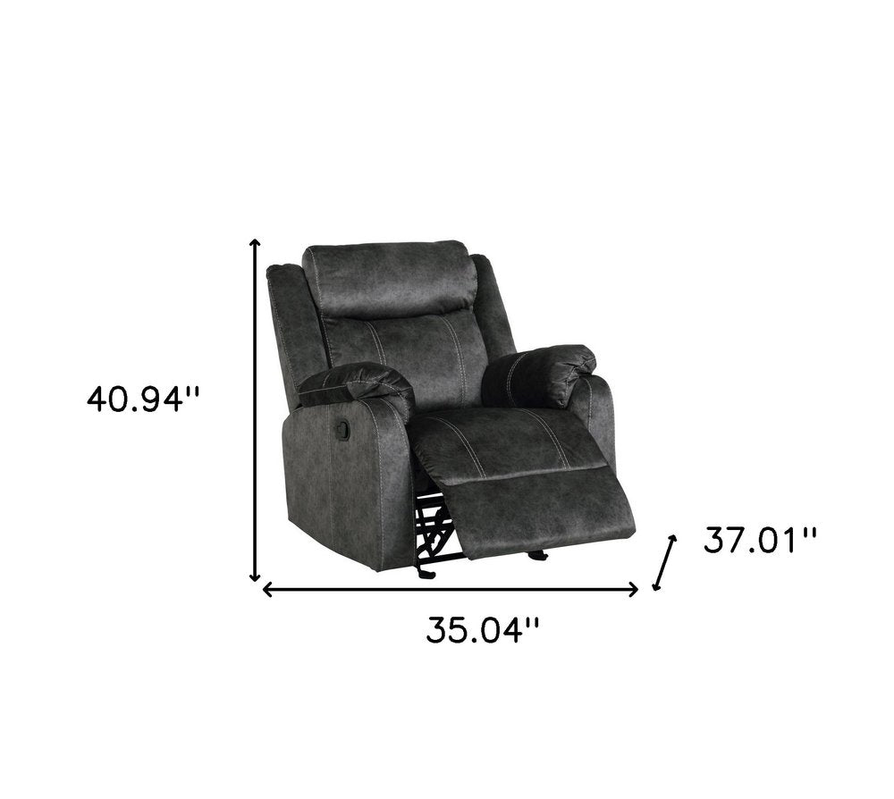 Granite Gray Fabric Manual Recliner - 35-inch