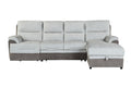 Beige and Brown Fabric Sleeper L Shaped Three Piece Sofa and Storage Chaise Sectional