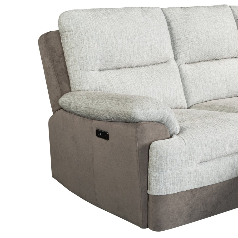 Beige and Brown Fabric Sleeper L Shaped Three Piece Sofa and Storage Chaise Sectional