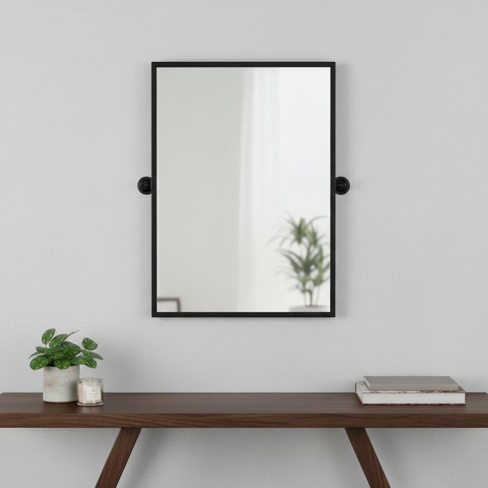 Black Metal Tilting Framed Accent Mirror - 31-inch